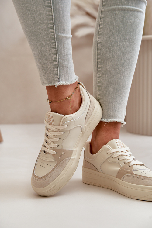 Dámske Nízké Tenisky Z Eko Kože Big Star OO274029 Béžové