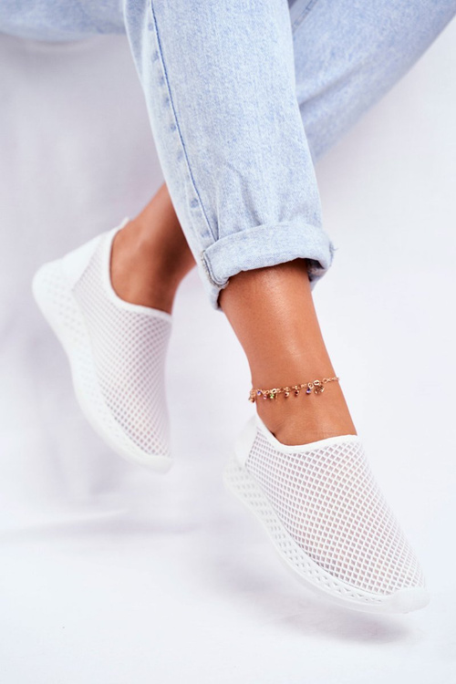 Dámska športová obuv skĺzla biele gestacio