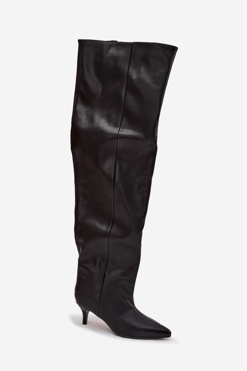 Nazouvací dámské kozačky na jehlovém podpatku černé Ysolienne