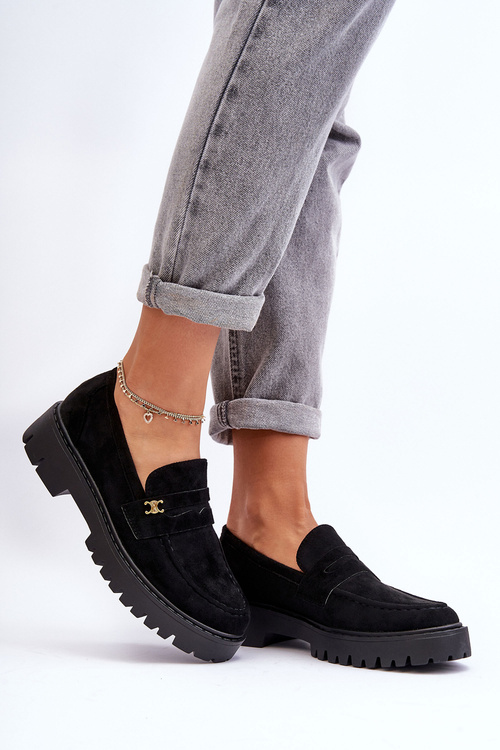 Kůže Mokasíny s Ozdobou Černé Esperta