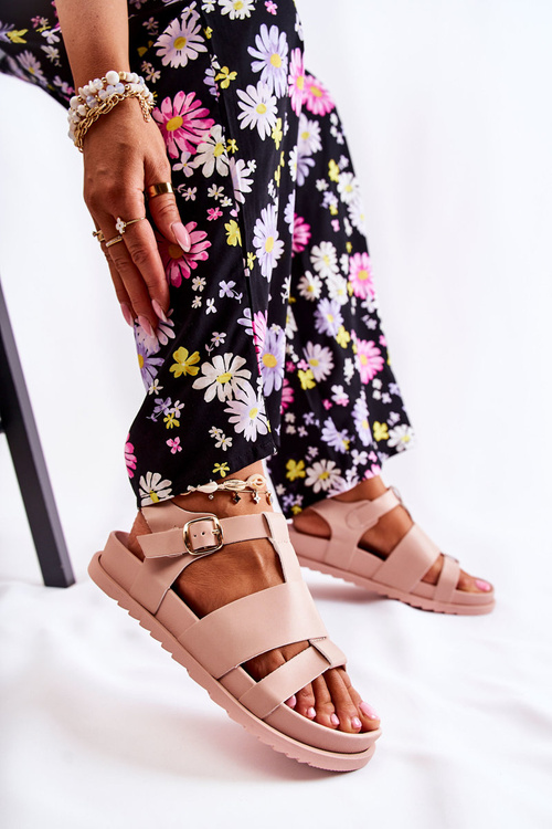 Kožené Sandály Na Platformě Svetlé růžový Tessy