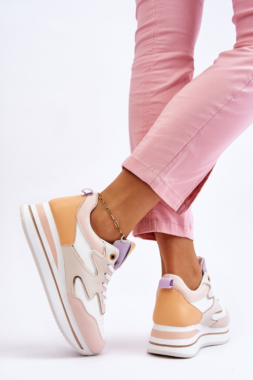 Módne biele a béžové športové topánky roen