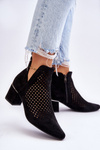 Prolamované semišové kozačky s výřezem na podpatku Černé Blakely
