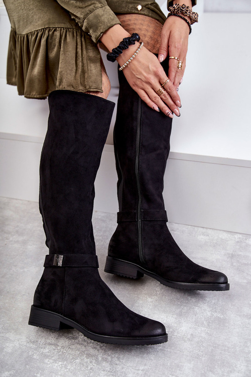 Ženské semišové ploché podpätky čierna Henrike