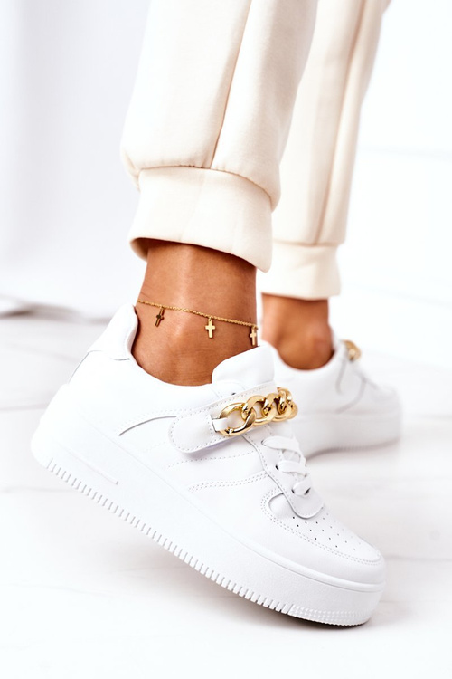 Sportovní Obuv Sneakers S Retězem Bílé One Chance