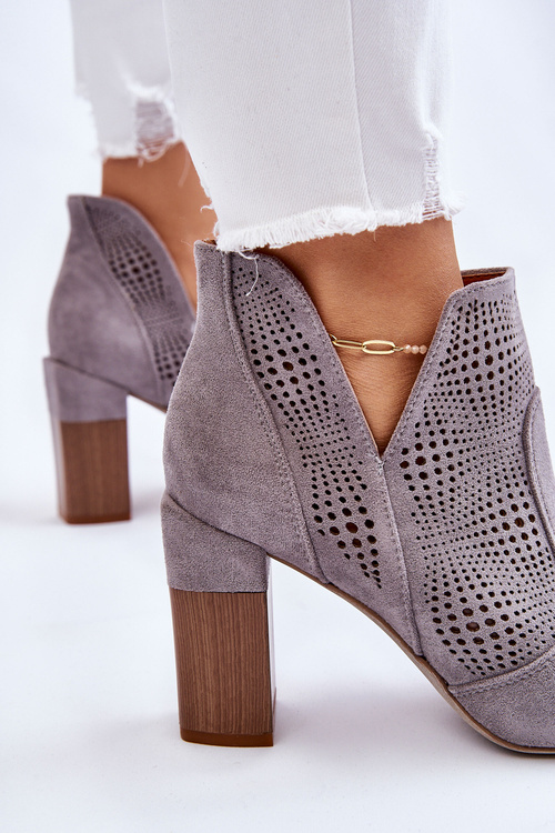 Openwork semišové vysoké podpätky Gray Leanna