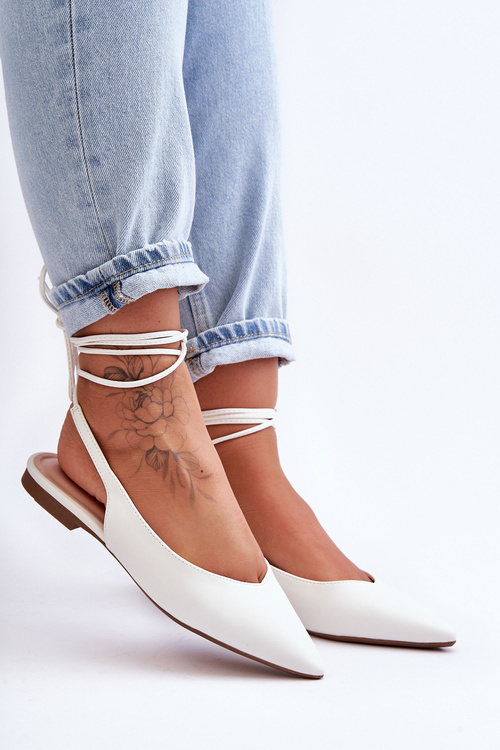 Dámske zviazané biele baleríny Lilly Ann