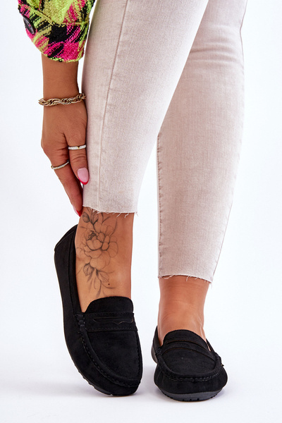 Dámske klasické semišové čierne mokasíry Ivana