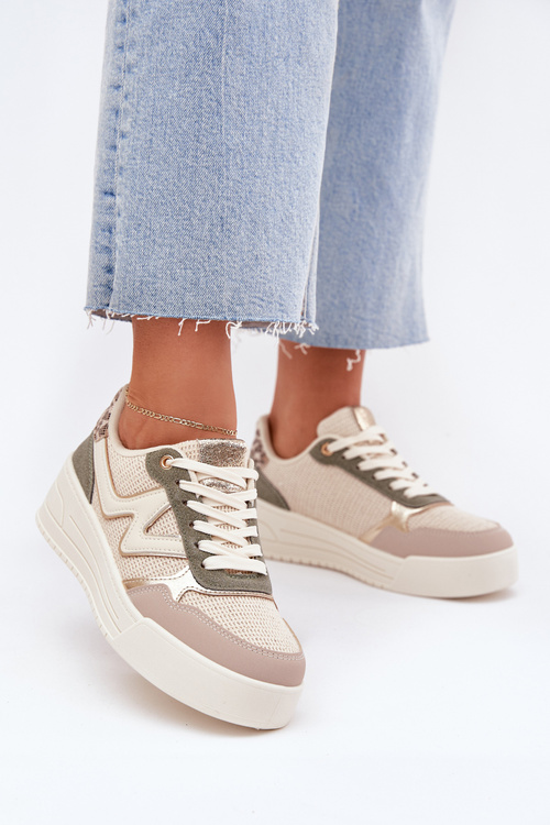 Dámske Tenisky Na Platforme Leopardie Béžové Kelsia