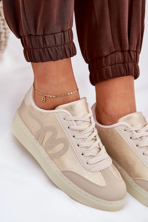 Nízké Dámske Športové Topánky Z Eko Kože Zlatobéžové Iladira