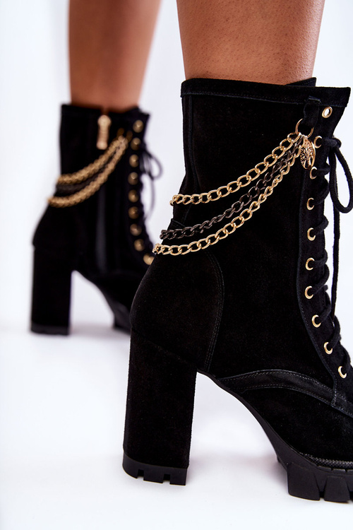 Semišové šněrovací boty Lewski Shoes 3244 / G Černe