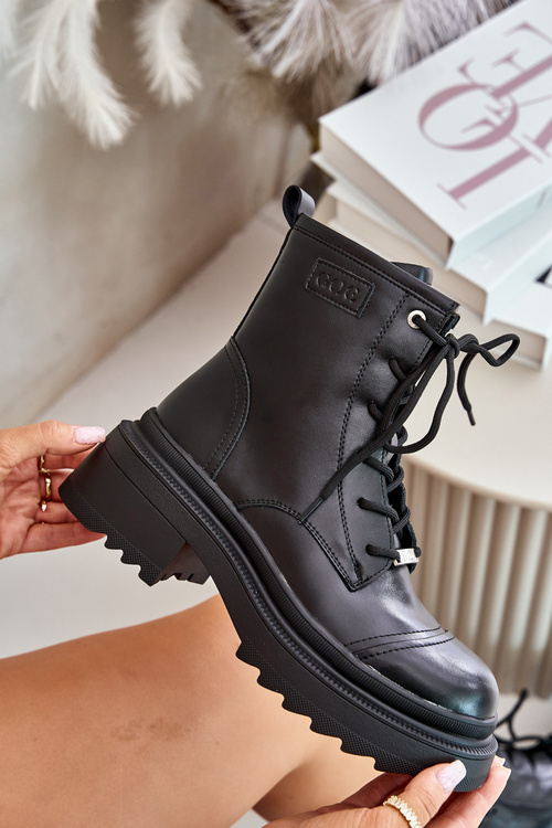 Dámske Zateplené Kožené Čižmy Čierne Goe OO2N4115-W2