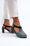 Dámské sandály na podpatku z ekokůže tyrkysově Queenmarie