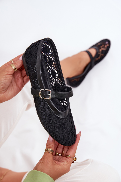 Děrované baleríny s páskem černé Orphali