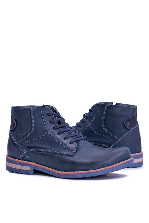 Pánské kožené vysoké boty se zipem Teplé Komodo 731