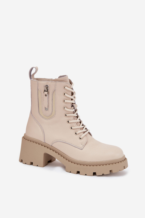 Kožené dámské kotníkové boty na klínu vyhřívané Vinceza 86418 béžové