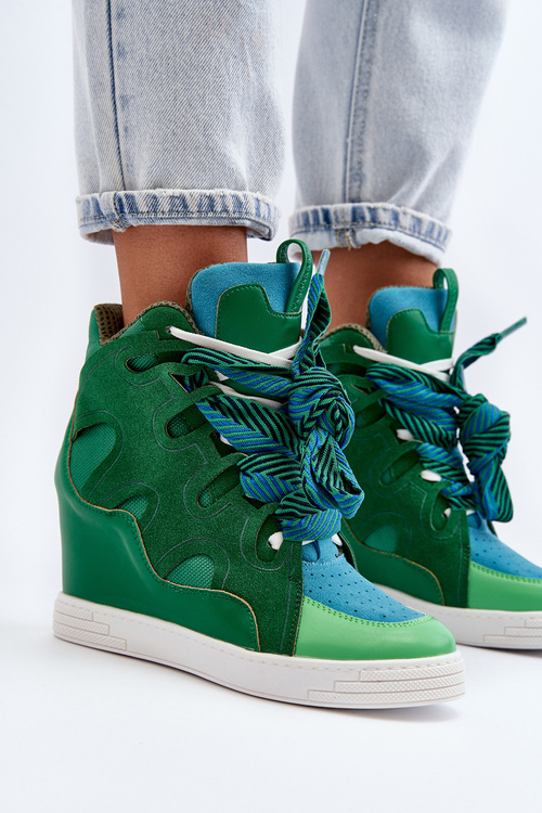 Dámske tenisky na cucli zelené Leoppa