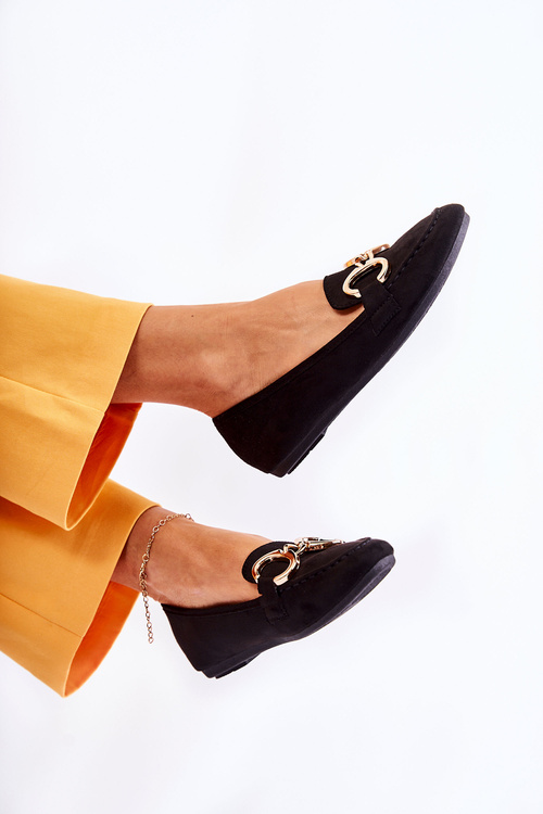 Dámské semišové mokasíny s zdobením černe Reality