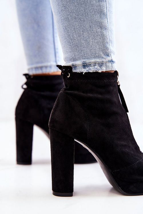 Semišové boty na zip Černé Donnita