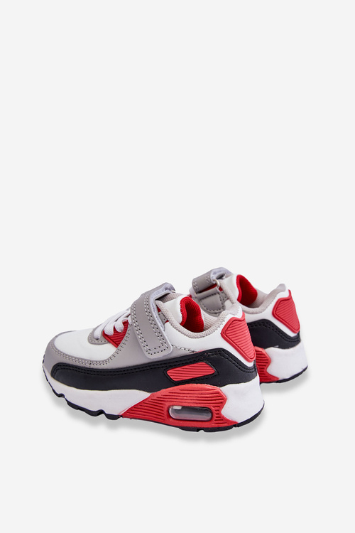 Detské kožené športové topánky na bielej a červenej platforme Lori