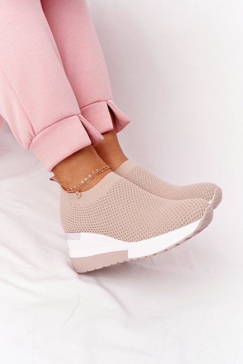 Prolamovane Klínové Tenisky Sneakers Slip-On Béžové Harmony