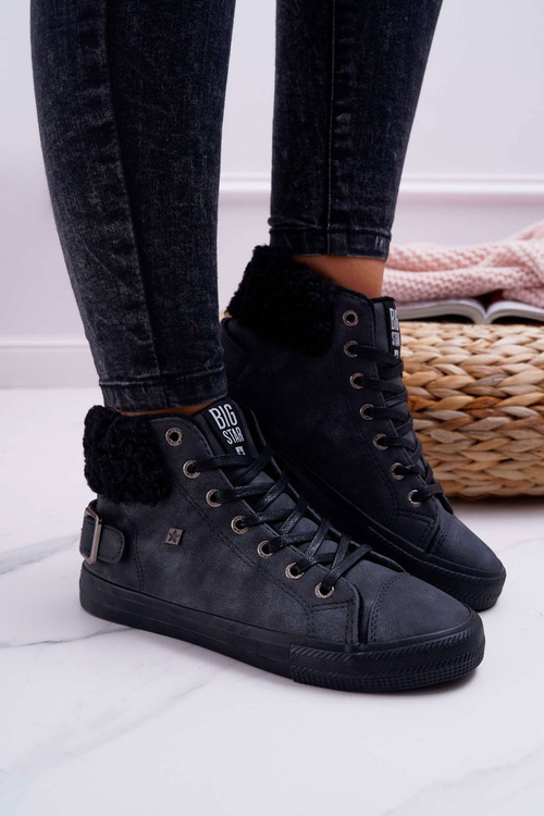 Dámske tenisky s veľkou hviezdou High Izolované čiernymi EE274080