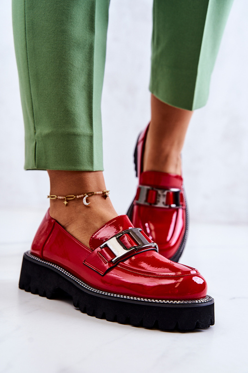 Chýbala kožená kožená topánka červená korór