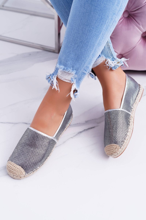 Lu Boo Silver Openwork Kimchi Espadrilles