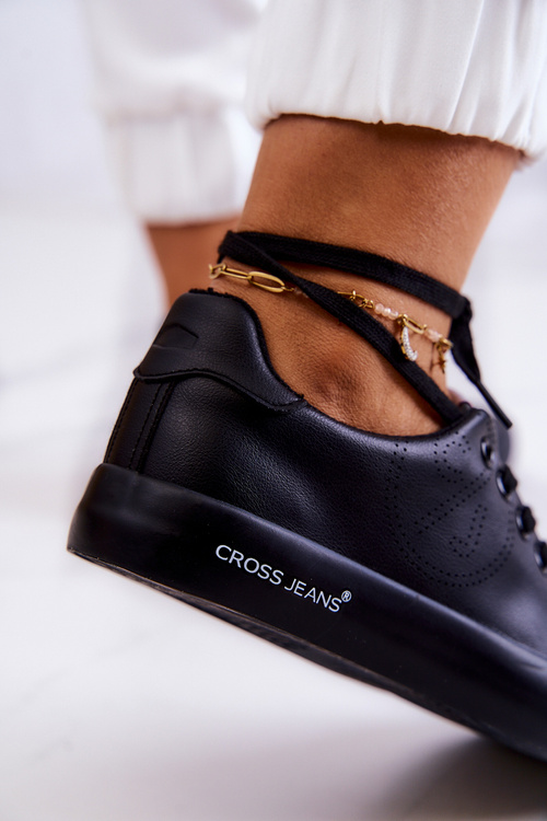 Dámske nízke tenisky krížové džínsy jj2r4054c čierne