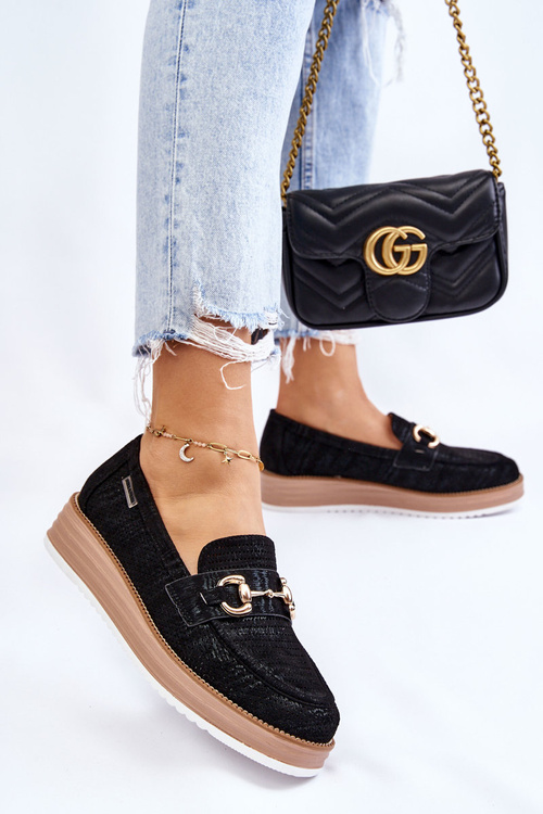 Dámske mokasíny na platforme Black Danny