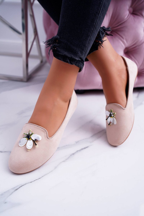 Ženské semišové lordy béžové baleríny