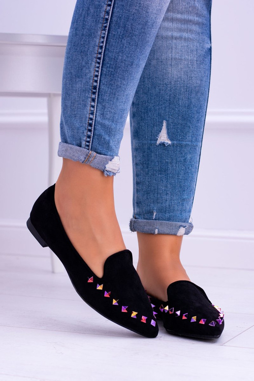 Lu Boo černé loafers Iridescent bodce Semiš Spike
