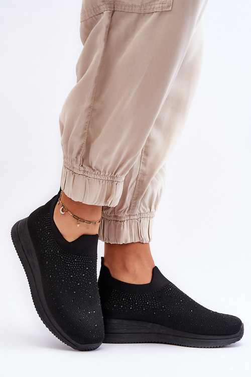 Dámské nazouvací tenisky s kamínky černé Gianni