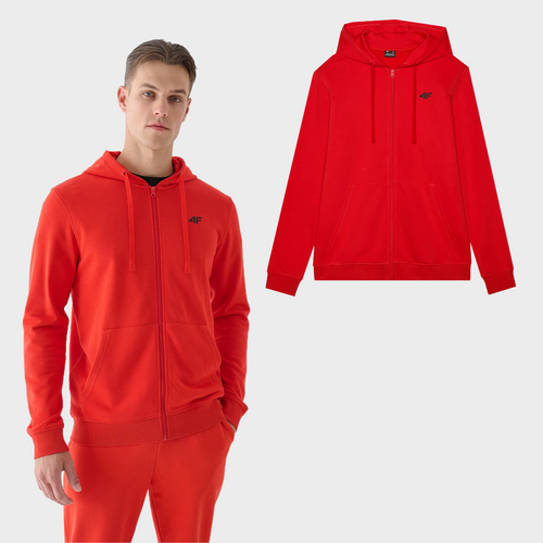 Pánská Sportovní Mikina Na Zip S Kapucí Červená 4FWMM00TSWSM1466-60S