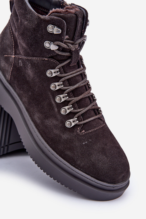 Semišové pánské zateplené kotníkové boty Big Star OO174189 hnědé