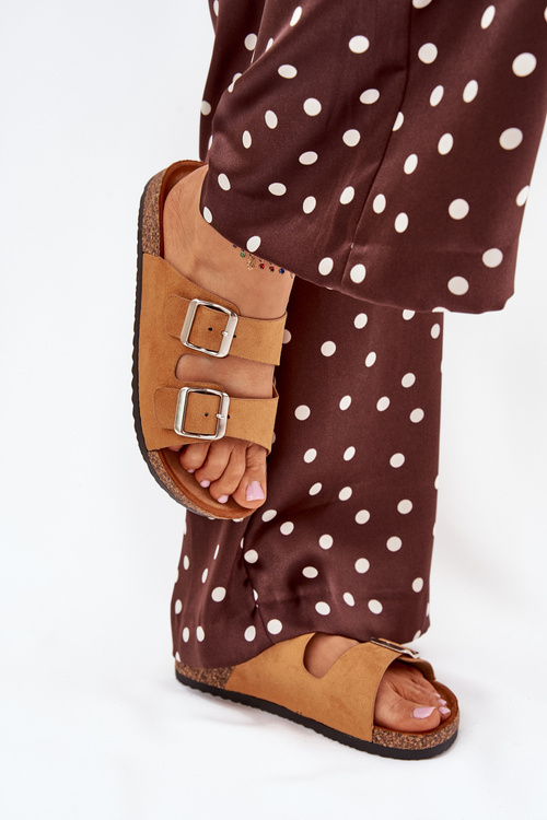 Dámské sandály na korkové platformě s přezkami Camel Livara