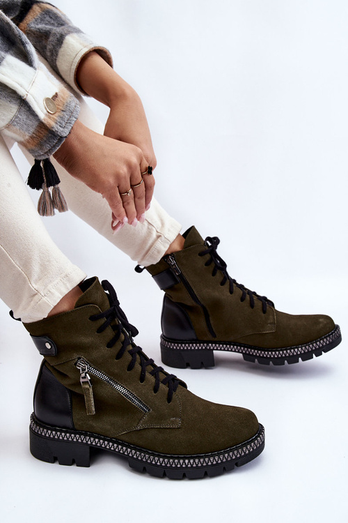 Semišové zateplené boty Laura Messi 2508 Zelená