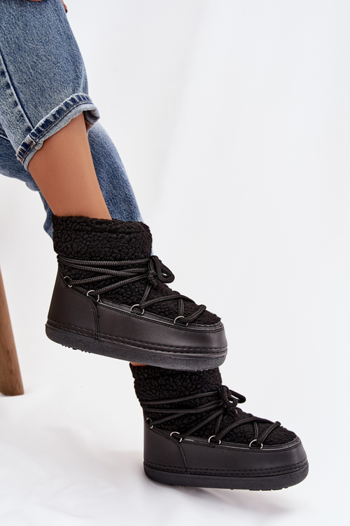 Dámské sněhule s beránkovým kožíškem typu vázané Černé Belira