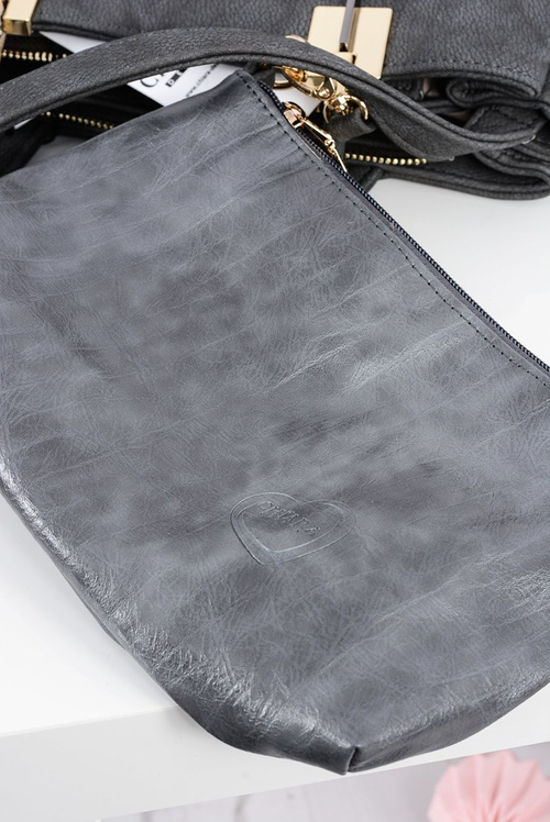 Veľká šedá kabelka + vrecko + zrkadlo Poľsko