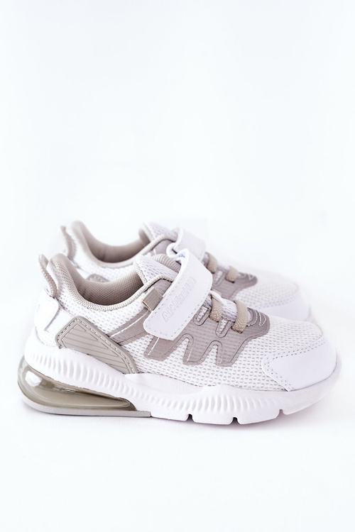 Detské športové športové topánky na suchý zips biele a strieborné