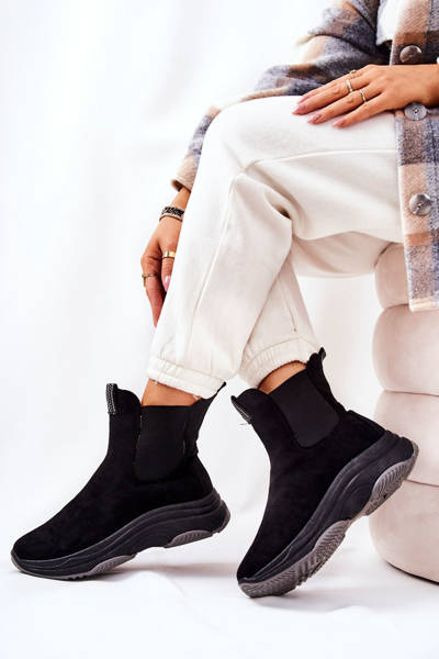 Platformové boty Semišové černé Nicci