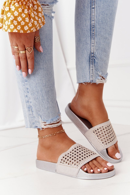 Gumové žabky s šedými flitrami Tonya