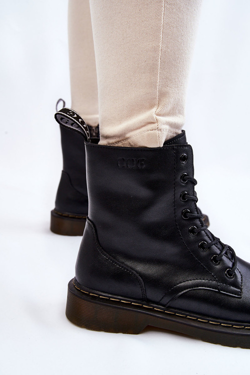 Dámské kožené zateplené boty Na Slider GOE II2N4060 Black