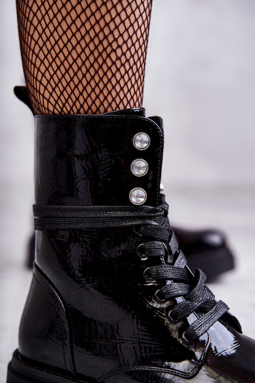 Dámské lakované boty Workers with Ornaments černé Gesine