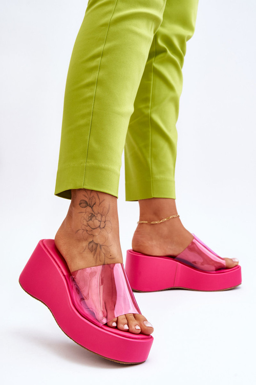 Dámské transparentní pantofle na klínku Fuchsia Eliane