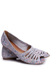 Dámské Klasické Baleríny Maciejka Kožené bílo modré se vzory 03497-13