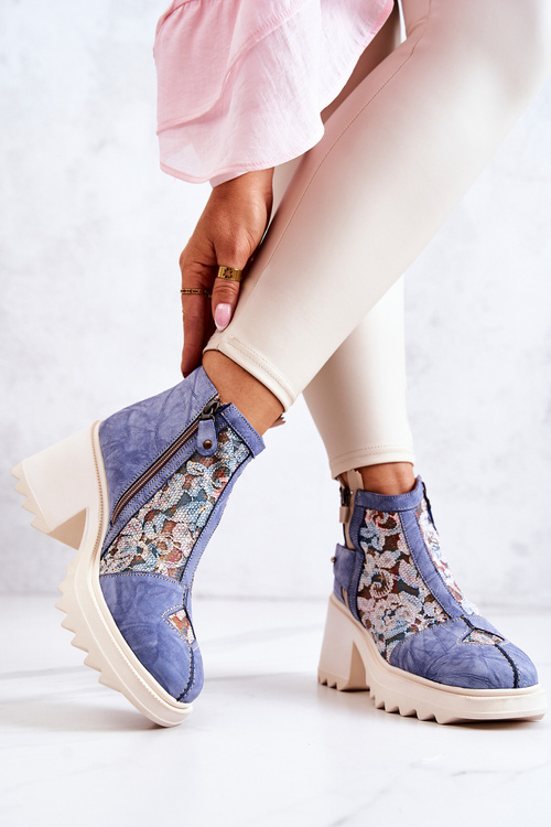 Kožené topánky na masívnom príspevku Maciejka Blue 05325-06