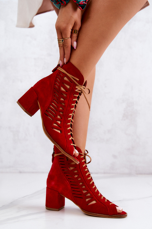 Suede Openwork Maciejka Boots Red 04040-08