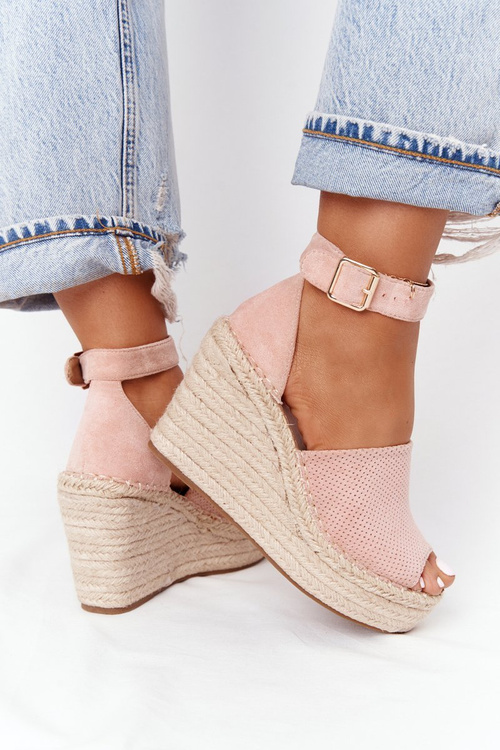 Sandále pre kliny s svetloružovým braidom