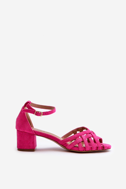 Dámské sandály z eko semiše na nízkém podpatku fuchsie Monsha